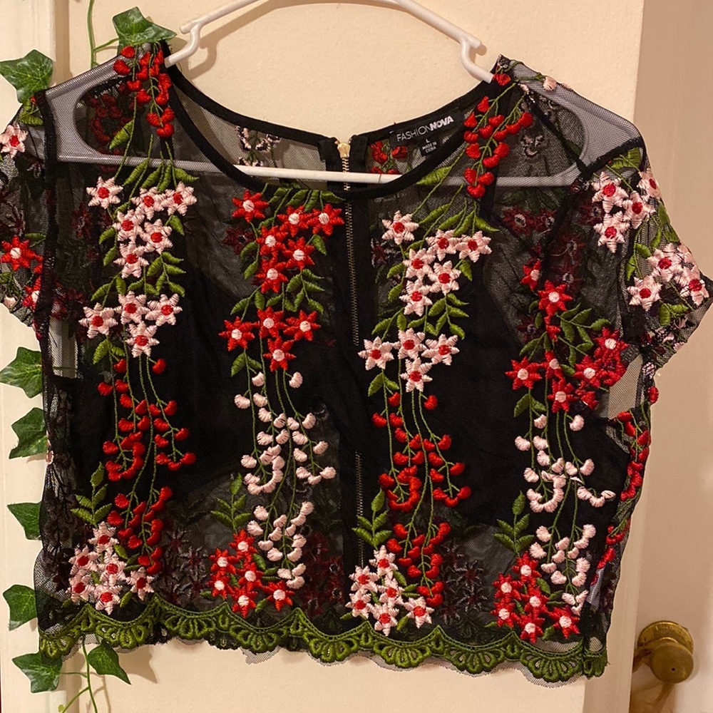 Embroidered Lace Floral Top